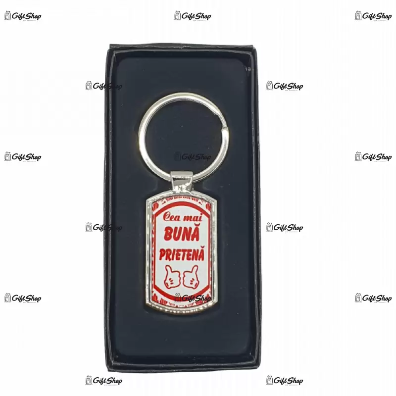 Cea mai buna prietena, breloc din metal cu mesaj